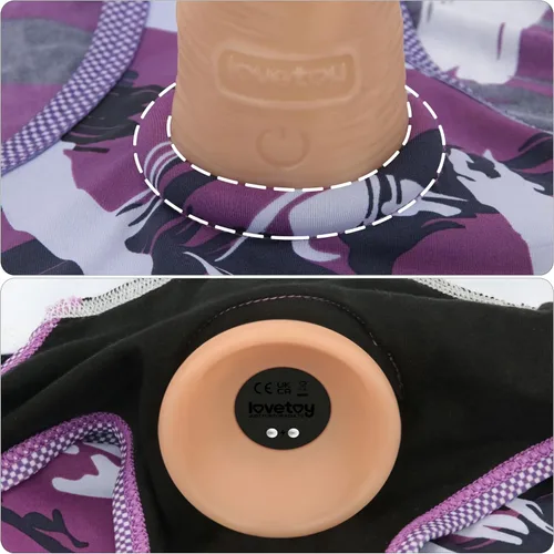 Vista 5 de Lovetoy Arnés de consolador con correa en el arnés de consolador morado suave con correa con junta tórica elástica de silicona de 1.6 pulgadas