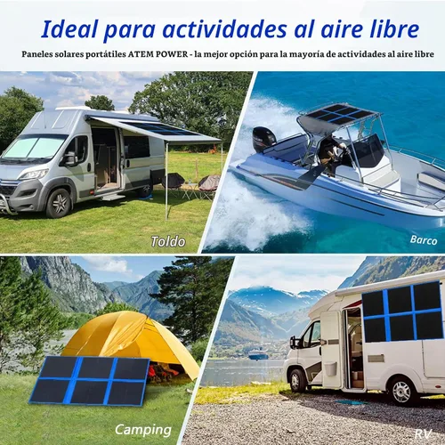 Vista 6 de ATEM POWER Panel solar portátil de 200 W, panel solar plegable HPBC, controlador de cargador MPPT de 20 A, salida USB de 5 V para batería de 12/24