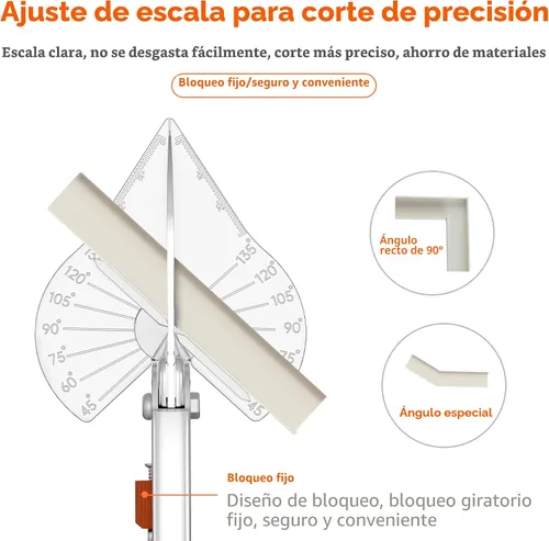 Vista 4 de GARTOL Tijeras de Inglete - Tijeras Multifuncionales de Canalización para Corte Angular de Molduras y Acabados, Ajustables de 45 a 135 Grados