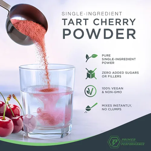 Vista 6 de CherryPURE Polvo de cereza ácida, cereza Montmorency derivada de la piel para la recuperación diaria, 4.41 oz (250 porciones) Supports Exercise
