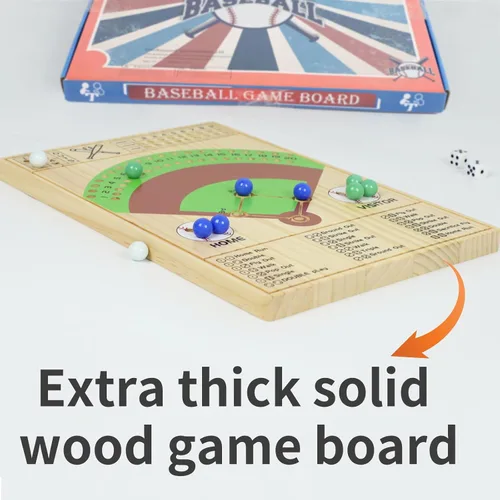 Vista 4 de Juego de mesa de dados de béisbol, dados de madera maciza y mármol, divertido juego de mesa de batalla doble para adultos, familia, fiestas