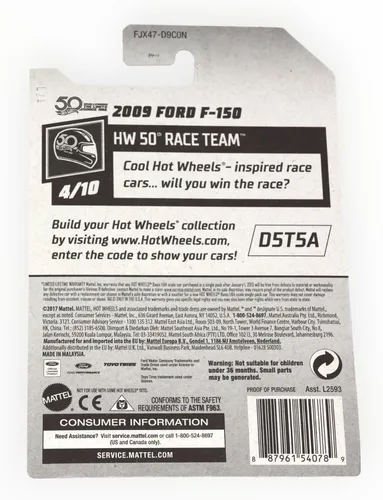 Vista 2 de DieCast Hotwheels 2009 Ford F 150, 50th Race Team 4/10 [Azul] 287/365
