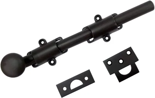 Vista 16 de QCAA Perno de puerta holandés de latón macizo, 12 pulgadas, negro mate, fabricado en Taiwán, 1 paquete