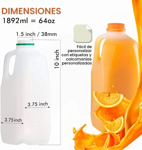 Vista 2 de EcoQuality Recipiente de botellas de jugo de 64 onzas con tapas a prueba de manipulaciones, paquete de 30