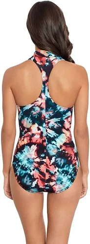 Vista 3 de MagicSuit Women's Swimwear Scuba Coco High Neck Racerback Underwire Zip One Piece Swimsuit