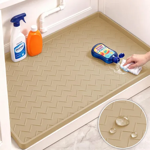 Vista 8 de TigeJoy Alfombrillas impermeables para debajo del fregadero de cocina, 22 x Gris claro