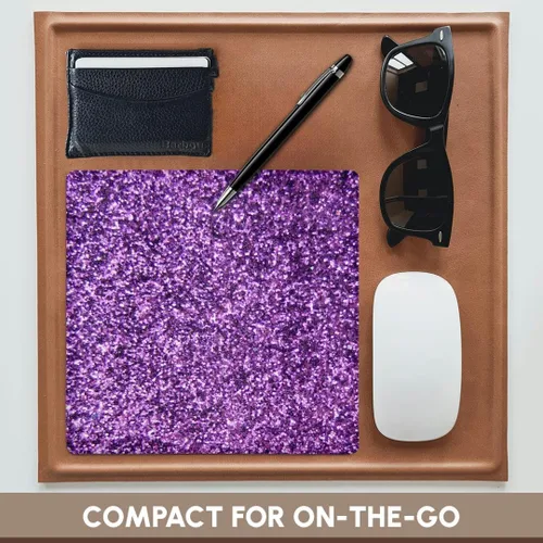 Vista 4 de 3dRose LLC - Alfombrilla de mouse de 8 x 8 x 0.25 pulgadas, foto de purpurina sintética morada de textura brillante, a la moda, femenino, moderno