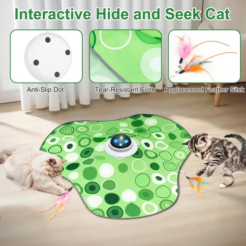 Vista 7 de Juguete interactivo para gatos, juguetes para gatos de interior, activado por el tacto, recargable por USB, pluma móvil, para todas las razas, gatos