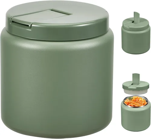 Vista 14 de Tarro para niños de 13.5 oz para alimentos calientes, tarro de alimentos aislado al vacío con tapa de hebilla, contenedor de almuerzo aislado