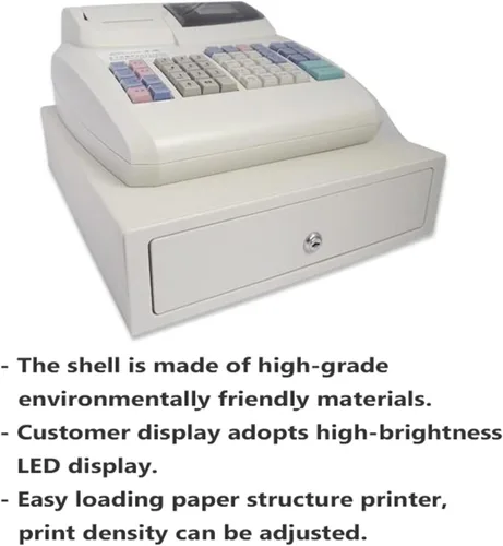 Vista 5 de Caja registradora electrónica con 6 pantallas LED digitales para pequeñas empresas, minoristas, supermercados, cajas registradoras con cajón y Negro