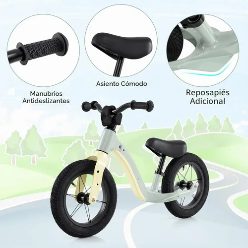 Vista 9 de BABY JOY Bicicleta de equilibrio de 12 pulgadas, marco de aleación de magnesio con asiento ajustable, manubrio giratorio de 360° y neumáticos