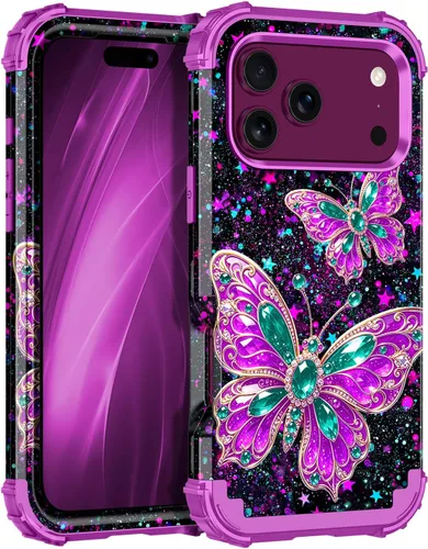 Vista 70 de Miqala Funda compatible con iPhone 8 Plus, iPhone 7 Plus, que brilla en la oscuridad, tres capas, resistente a los golpes, parachoques de plástico