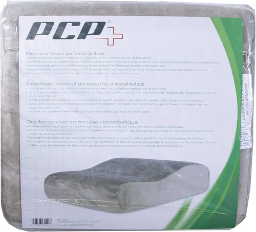Vista 3 de PCP Almohada cervical de espuma viscoelástica tamaño viaje con funda extraíble, color beige
