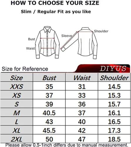 Vista 8 de DIYUS Blusa de trabajo de manga corta de algodón elástico con botones para mujer