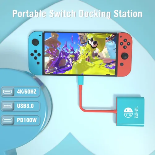Vista 5 de Switch Dock para estación de acoplamiento Nintendo Switch, adaptador portátil de Nintendo TV compatible con Steam Deck/Switch OLED/interruptor