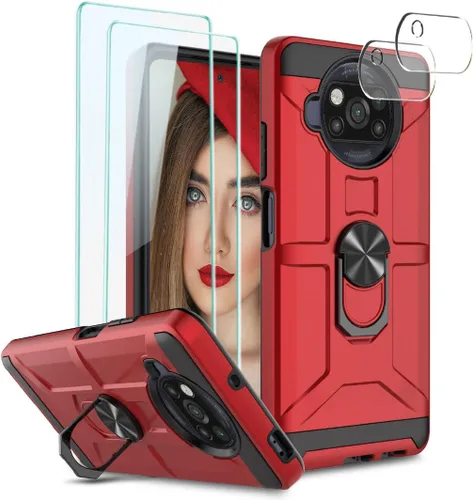 Vista 24 de Jeylly Funda para Xiaomi Poco X3 NFC con protector de pantalla de vidrio templado [2 paquetes], resistente a prueba de golpes, funda protectora