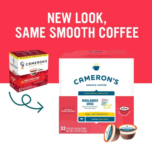 Vista 2 de Cameron's Coffee Highlander Grog - Cápsulas de una sola porción, saborizadas, 32