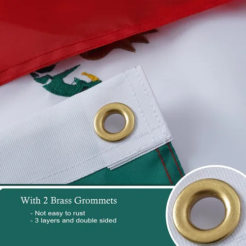 Vista 4 de Bandera mexicana de Bradford 12x18 pulgadas, banderas de barco mexicanas bordadas Bandera Mexicana México para exterior, pequeñas banderas MX
