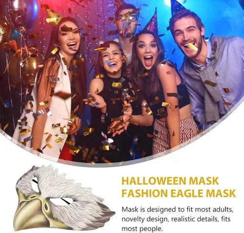 Vista 4 de NUOBESTY Máscara de media cara de águila para disfraz de mascarada, fiesta de cosplay