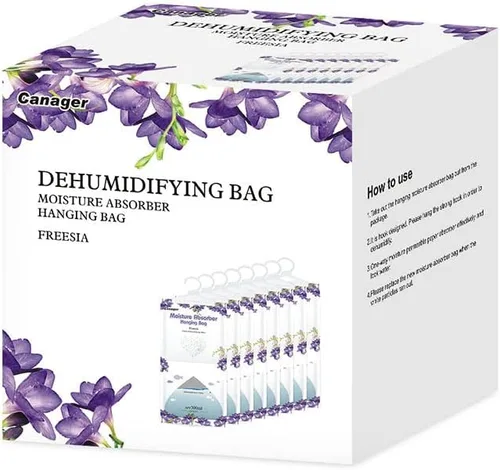 Vista 2 de CANAGER Bolsa colgante absorbente de humedad, bolsa colgante a prueba de humedad de fresia, bolsa deshumidificadora (8 paquetes), bolsas
