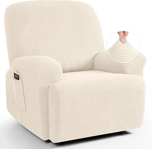 Vista 62 de TAOCOCO Funda reclinable de 4 piezas, funda elástica para sofá reclinable de 4 piezas, funda reclinable con 1 asiento, protector de sofá suave