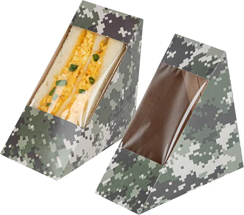 Vista 15 de Restaurantware -Cafe Vision Cajas de papel sándwich de 4.8 x 2.8 pulgadas, 200 cajas medianas de cuña tipo sándwich - con ventana, desechables, Azul