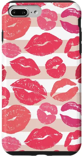 Vista 11 de iPhone 16 - Funda con diseño de beso y lápiz labial rosa