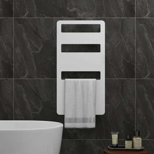 Vista 9 de Toallero térmico para baño, calentador de toallas con temporizador montado en la pared, calentador de toallas eléctrico, calentador de toallas