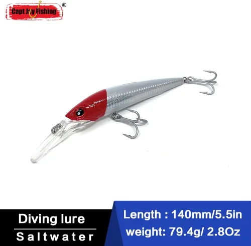 Vista 3 de Señuelos de pesca de buceo profundo Swimbait Sinking Minnow Señuelo de pesca de agua salada Señuelo de arrastre Verde (Green Mackerel)