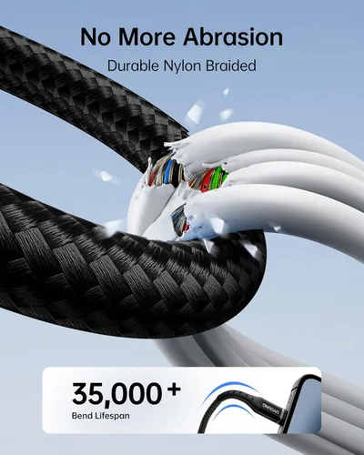 Vista 5 de Cable de carga múltiple corto de 1 pie, paquete de 2 cables de carga 3 en 1, cables universales trenzados para teléfono con conectores
