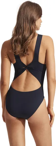 Vista 3 de Seafolly Traje de baño estándar de una pieza con cuello alto y detalle de espalda torcida
