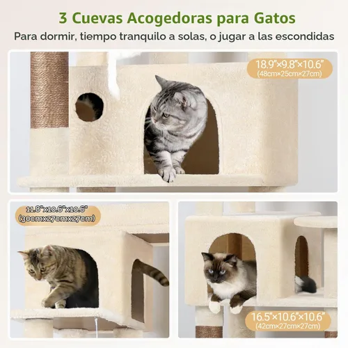 Vista 4 de Globlazer Árbol de Gato de Rincón de 66 Pulgadas, Torre de Escalada de Varios Niveles para Gatos de Interior, Condominios para Gatitos, Torre