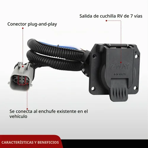 Vista 2 de Nilight Kit de arnés de cableado de enchufe de remolque de 7 pines 55243 para lado del vehículo, 7 vías, tipo RV, enchufe USCAR, compatible con Ford