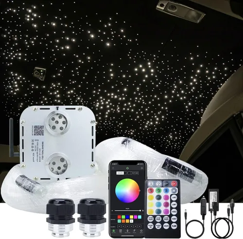 Vista 15 de Kit de luz de fibra óptica RGBW con sensor de sonido de 32 W