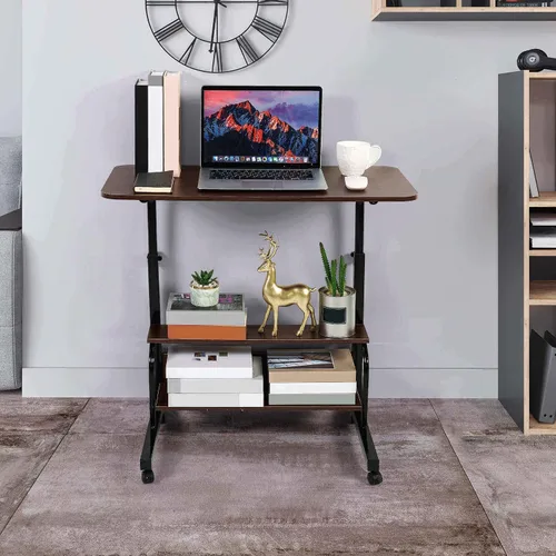 Vista 2 de Escritorio de oficina en casa, mesa ajustable para dormitorio, computadora portátil moderna para sala de estar, sofá, espacios pequeños portátiles
