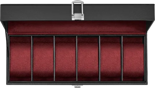 Vista 7 de SONGMICS Caja de reloj, caja de reloj de 6 ranuras con tapa de vidrio grande, almohadas extraíbles para reloj, organizador de caja de reloj, regalo