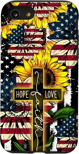 Vista 18 de Funda para iPhone 16 Sunflowers Faith Hope Love Jesus Cross Christian