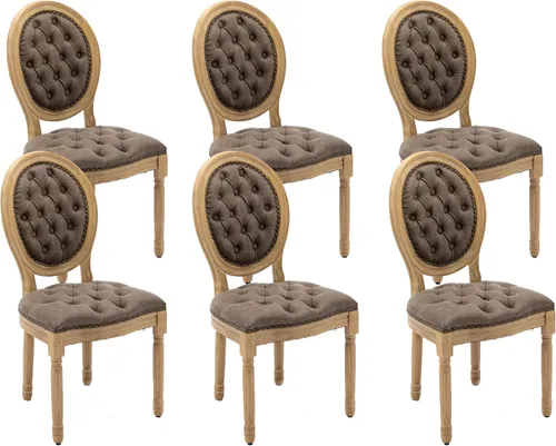 Vista 25 de LKTART Juego de 2 sillas de comedor francesas de piel sintética con botón y cabezal de clavos para sala de estar, cocina, sillas laterales ovaladas