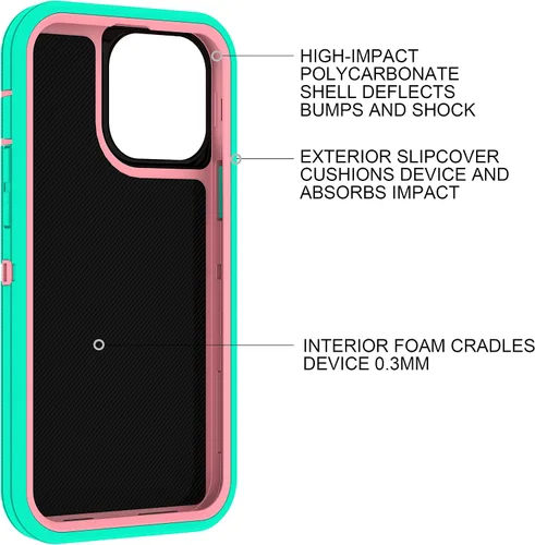 Vista 6 de MXX Funda compatible con iPhone 13 Pro Max, 3 capas súper protectoras, cuerpo resistente, resistente a golpes y polvo, diseñada para Apple 13 Pro