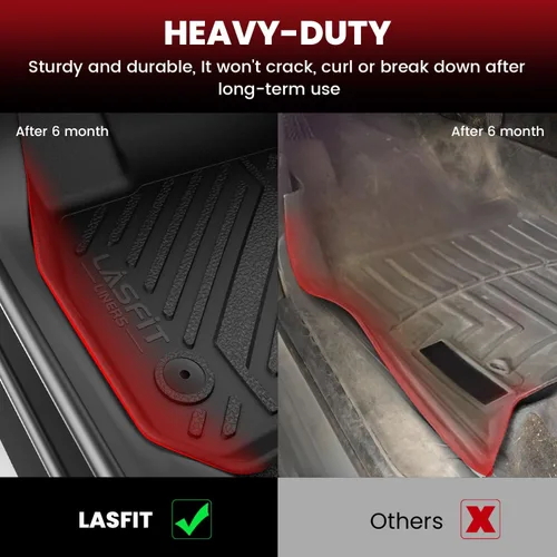 Vista 4 de LASFIT - Tapete de elastómero termoplástico para piso y maletero de automóvil, ajuste personalizado para todo tipo de clima, 1ª y 2ª fila, negro,