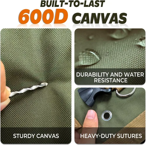 Vista 3 de Organizador de rollos de herramientas de lona resistente, bolsa multiusos para llaves con 6 bolsillos con cremallera, almacenamiento compacto