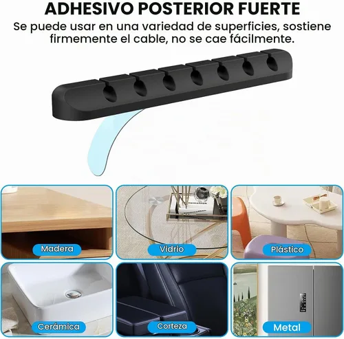 Vista 3 de AhaStyle Clips para cables, paquete de 3 soportes para cables, organizador 357-ranura-negro