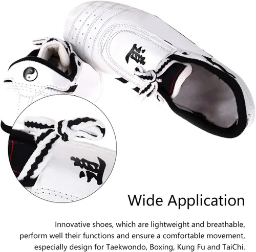 Vista 6 de Taekwondo Zapatos de artes marciales Zapatilla de deporte de boxeo Karate Kung Fu Tai Chi Zapatos de rayas negras Zapatillas de deporte zapatos