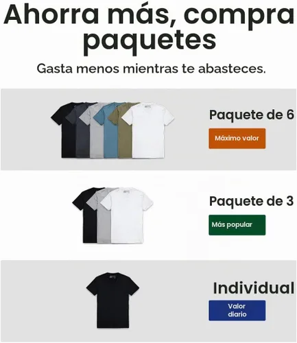Vista 2 de Camiseta de manga corta con cuello en V para hombre, de algodón suave Sin marca - Blanco