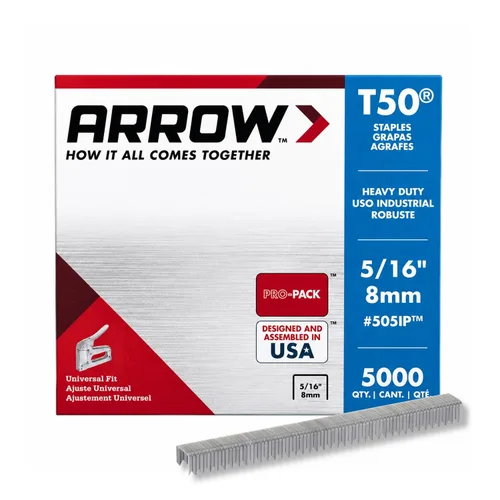 Vista 16 de Arrow 508 Heavy Duty T50 Longitud de pierna de 1/2 pulgada, corona de 3/8 pulgadas, grapas para tapicería, construcción, muebles, manualidades, 1250