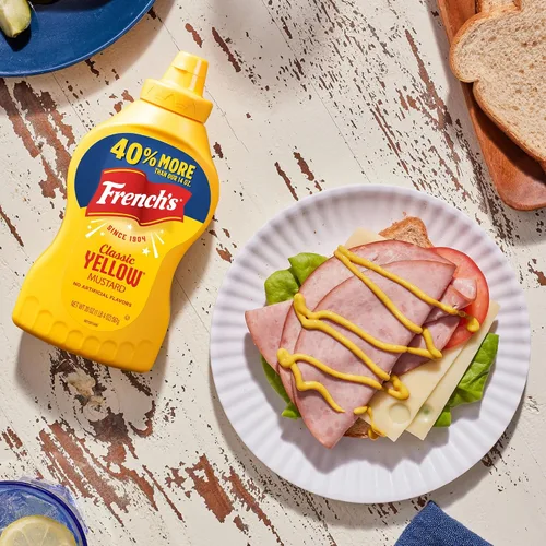 Vista 8 de French's Mostaza amarilla, clásica, semillas de mostaza de grado #1 molidas a la piedra, producto de los Estados Unidos, sin gluten, sin sabores
