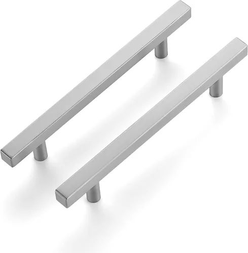 Vista 10 de Ravinte Paquete de 1 tirador cuadrado de 7.38 pulgadas de acero inoxidable negro mate para cajones de cocina, manijas de gabinete de 7-3/8 pulgadas