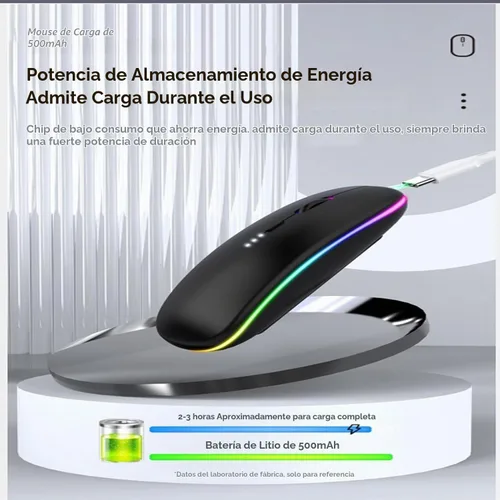 Vista 6 de Guiheng Ratón Bluetooth inalámbrico, LED de doble modo recargable, silencioso y delgado, portátil (receptor BT5.2+USB), mouse de computadora de 1