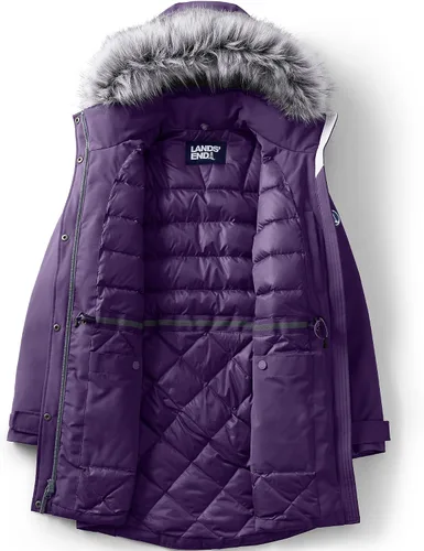 Vista 5 de Lands' End Expedition parka impermeable de plumón para mujer con capucha de piel sintética
