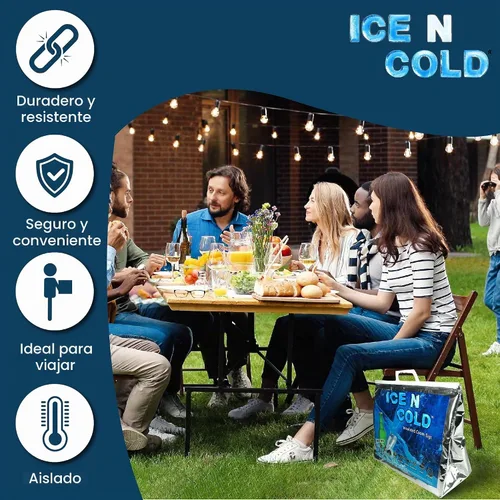 Vista 4 de ICE N COLD Bolsas de refrigeración aisladas para pícnic/compras (paquete de dos) para comestibles, camping, senderismo, playa, viajes, ligero